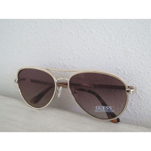 Guess GF0350 Women's Gold Tone Metal Frame Brown Gradient Aviator Sunglasses - Picture 11 of 11